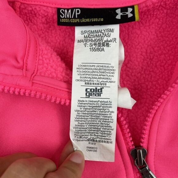 Under Armour ColdGear Full Zip Hooded Fleece Jacket Pink Ribbon Breast Cancer S - Picture 5 of 7